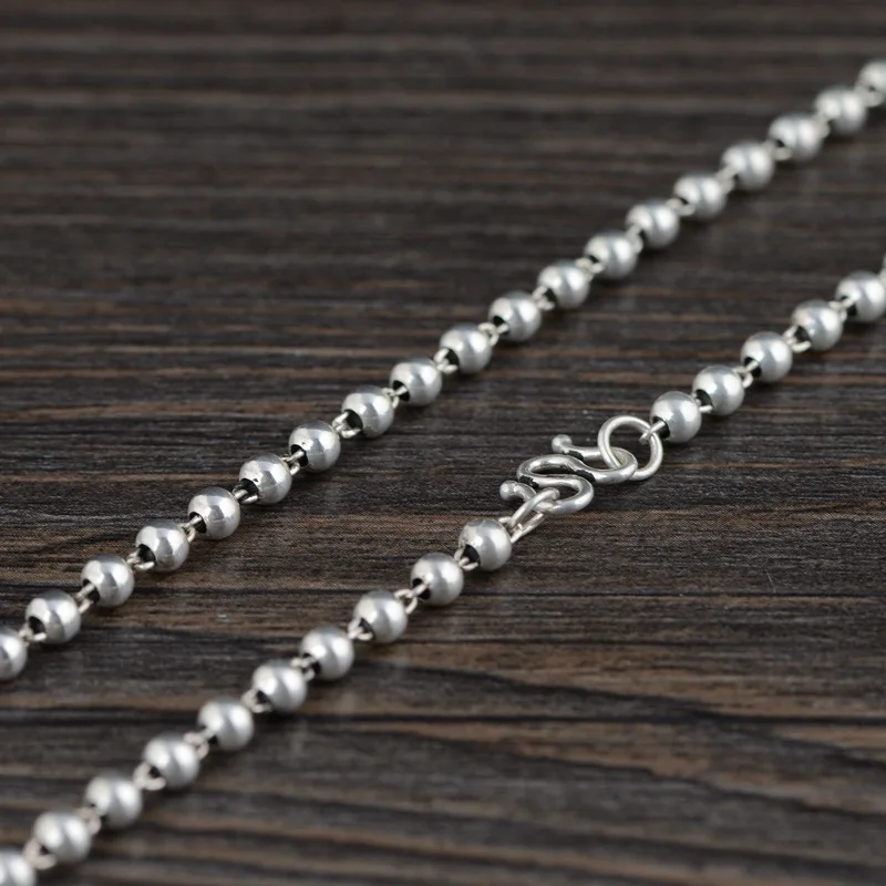 

FNJ 3mm Ball Chain Necklaces 925 Silver 50cm to 60cm Original S925 Thai Silver Necklace for Jewelry Making Vintage