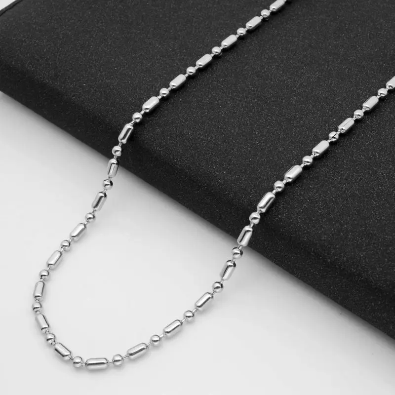 Bamboo Chain 50, 60, 70, 80 см, серебряный тон, Мужская коробка с драконом, из бисера, змея, длинное ожерелье из нержавеющей стали, цепочка для подвески, Женские Ювелирные аксессуары - Окраска металла: Bamboo Chain