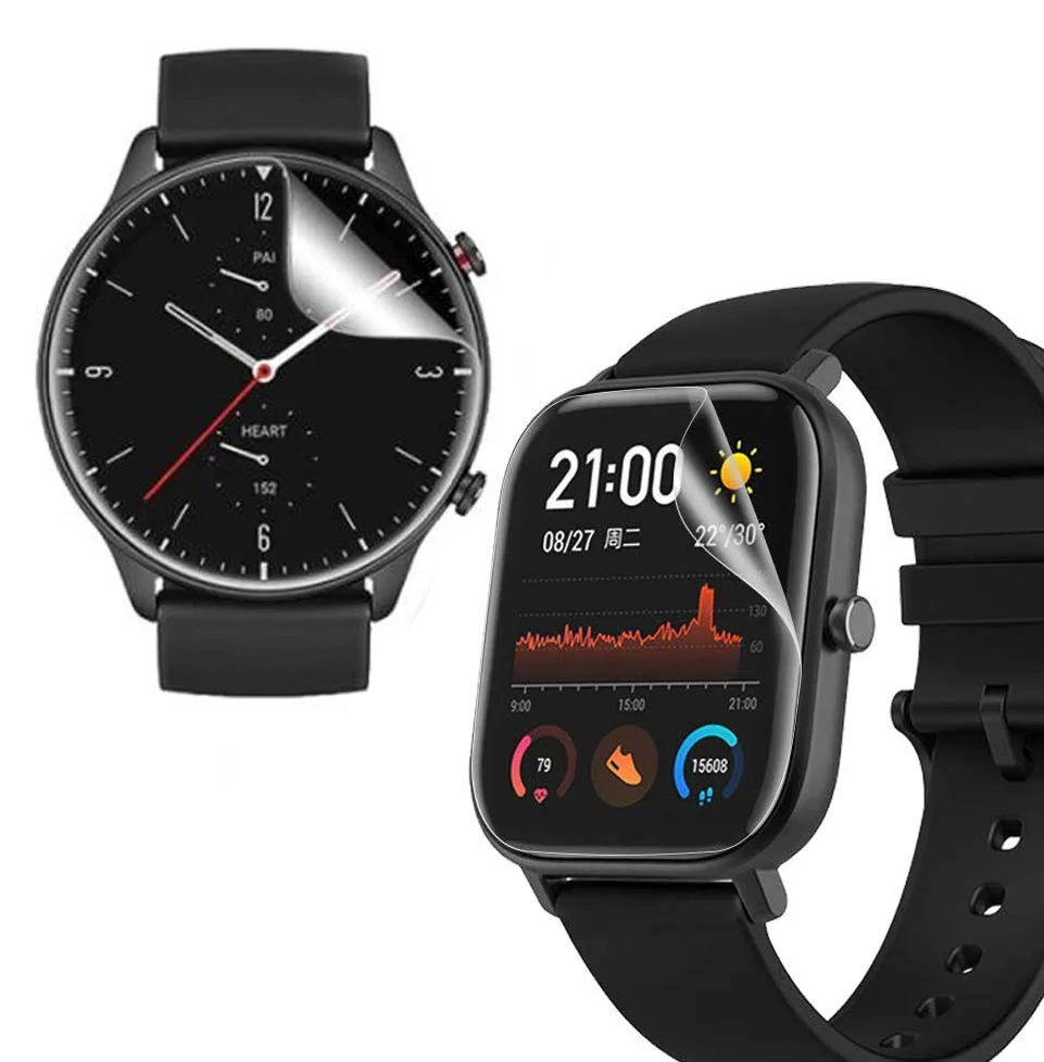 Мягкая защитная пленка для экрана для Amazfit Stratos 3 GTR3/GTR2/GTR 2  GTS3/GTS 2e/GTS2 Mini Nexo Verge T-Rex Pro Bip S/Lite/U 42/47 мм |  Электроника | АлиЭкспресс