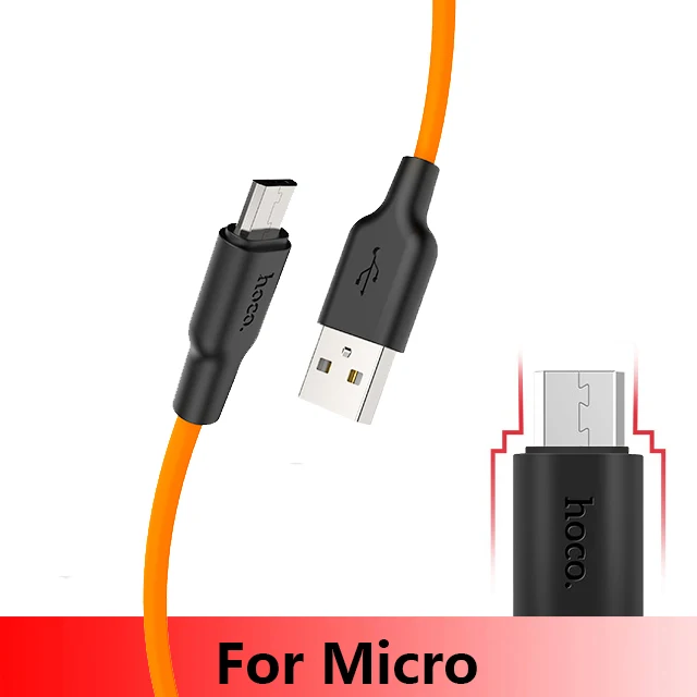 HOCO 1 м 2 м мягкий силиконовый USB кабель для iPhone 11 pro Max Type C кабель Micro кабель для Samsung USB C кабель - Цвет: orange for Micro