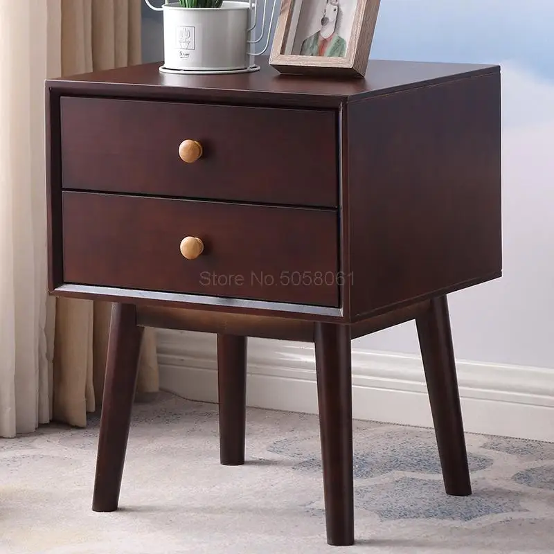 Прикроватная тумбочка из цельного дерева в скандинавском стиле маленькая для