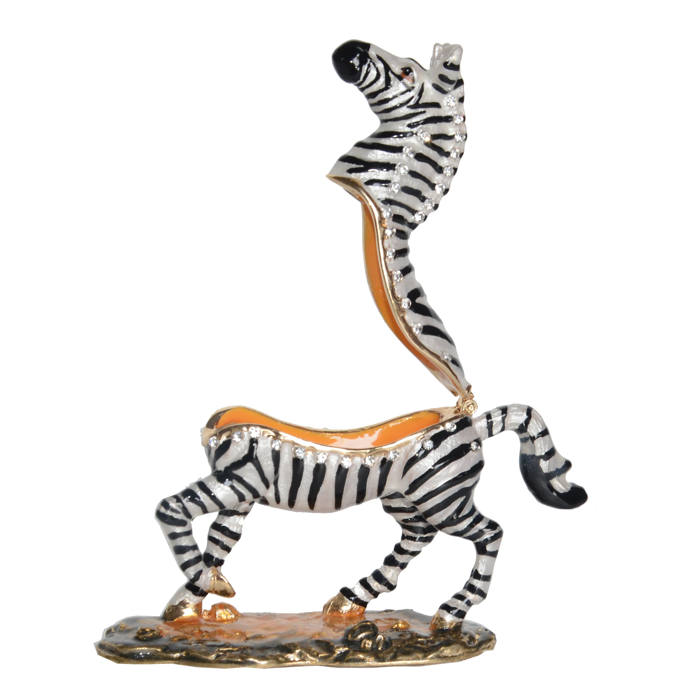 Зебра безделушка коробка ручная роспись эмалированная ювелирных изделий Кольцо