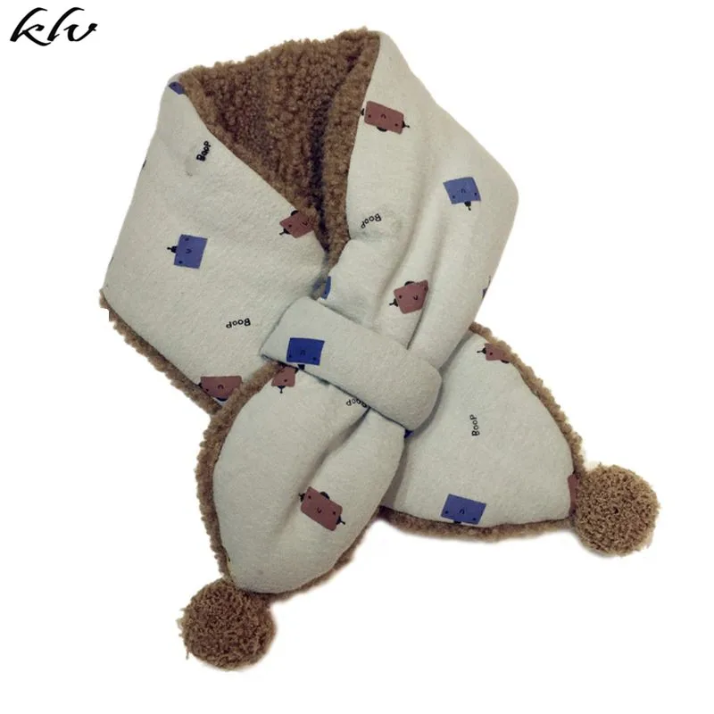 Осень-зима бархатная утепленная флисом поярок Детские шарф для девочек, для мальчиков, Милые Детские шарф Детские шейные платки теплые кольцо Col - Цвет: LB