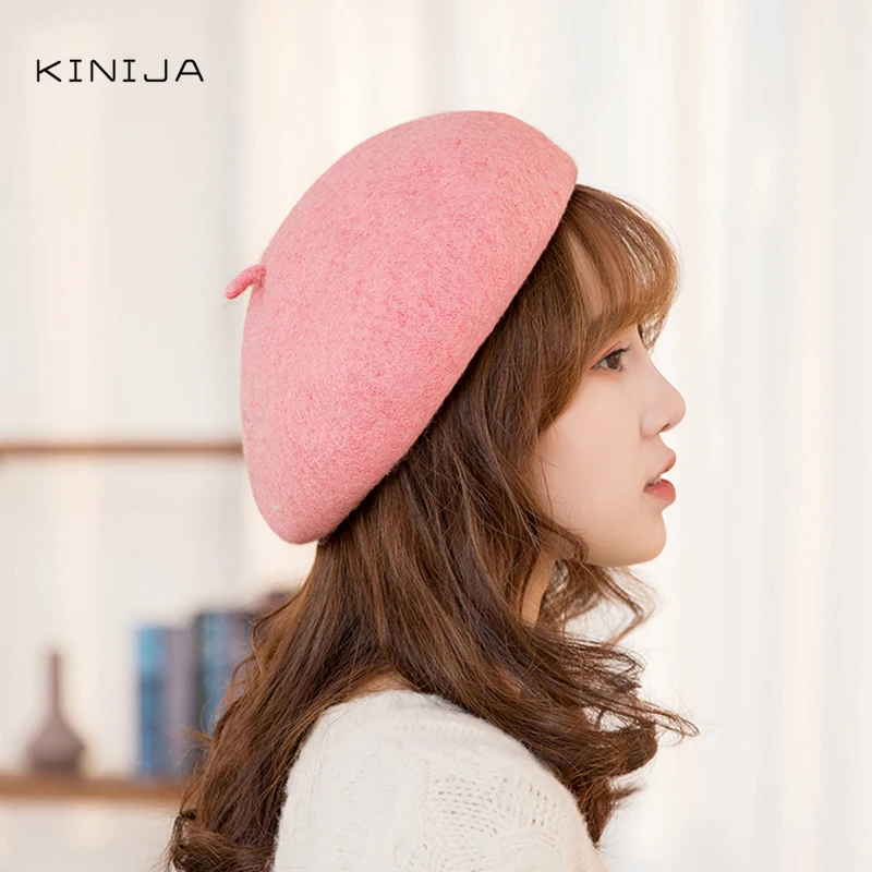 Новинка женская теплая осенне зимняя шерстяная однотонная шапка однотонный