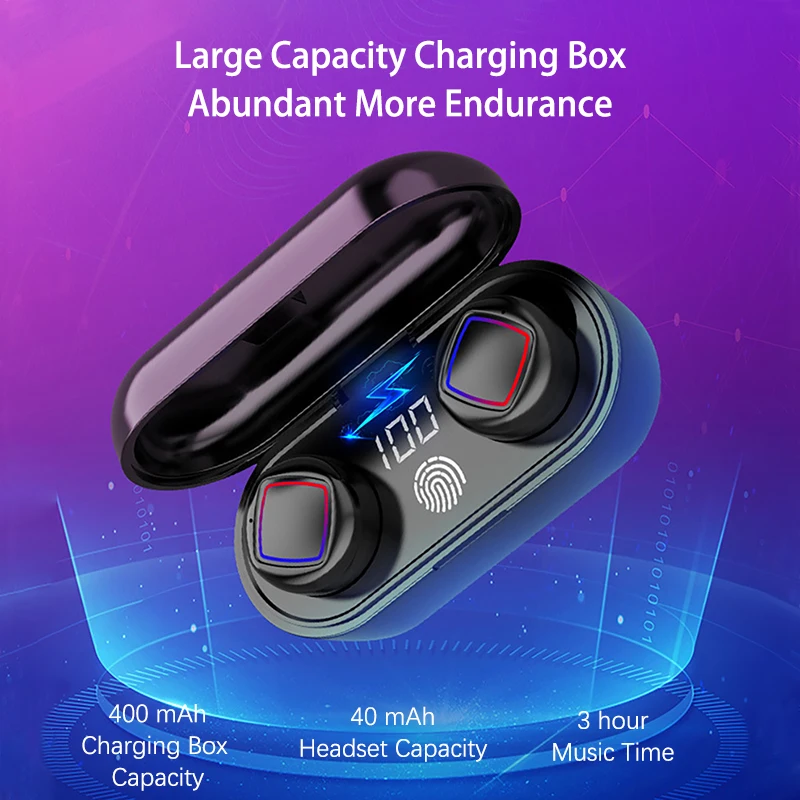 CALETOP Bluetooth 5,0 беспроводные наушники светодиодный дисплей IPX6 водонепроницаемые наушники с микрофоном Handsfree 400 мАч зарядный чехол