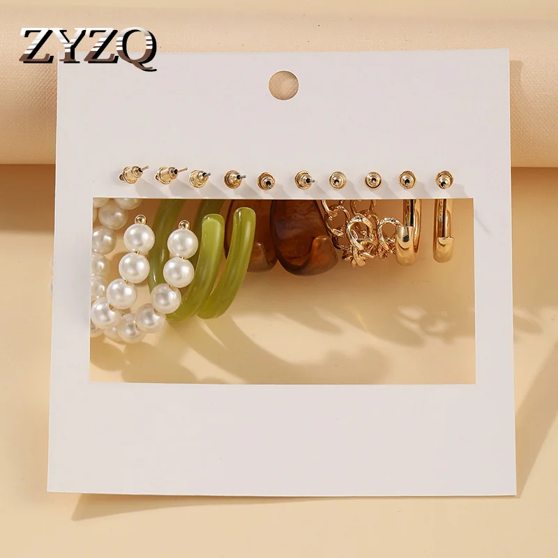 

ZYZQ новые трендовые Простые ретро серьги с искусственным жемчугом для женщин характерные геометрические ювелирные изделия