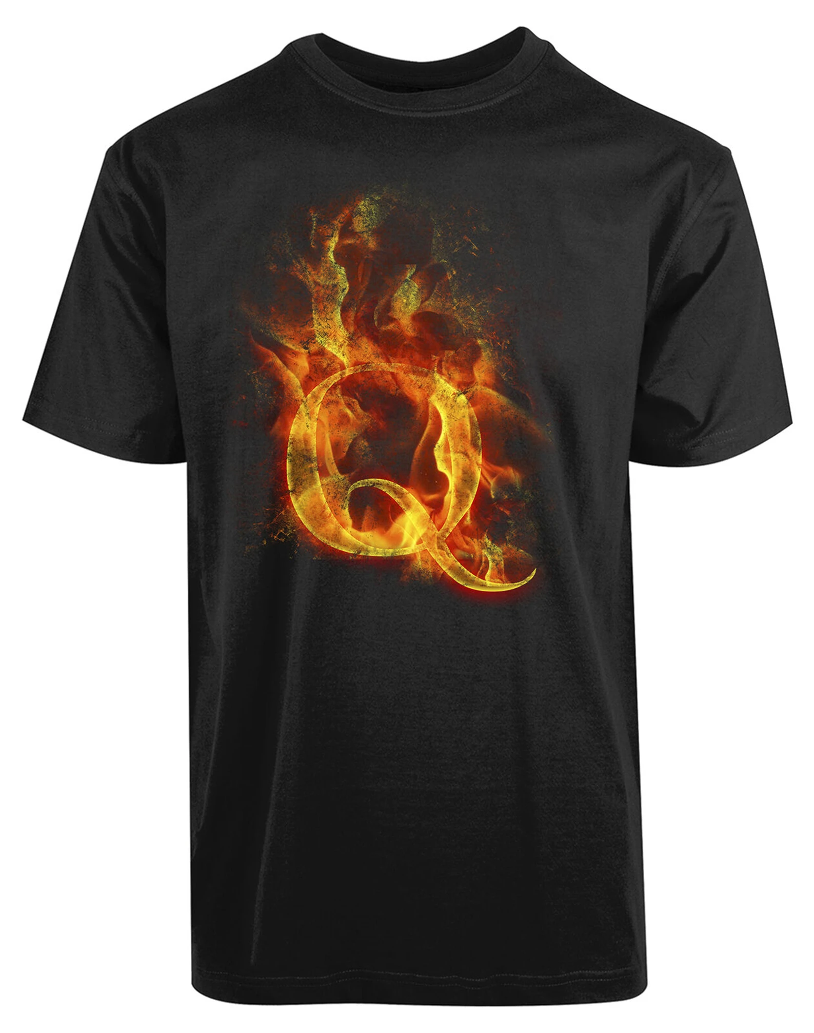 Fire and Flames Q Logo Новая мужская крутая Подлинная футболка с принтом homme размера плюс |