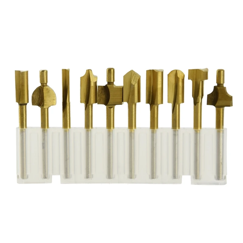 

10pcs HSS Router Bits Wood Cutter Milling 1/8" Shank Router for Rotary Tools DIY
