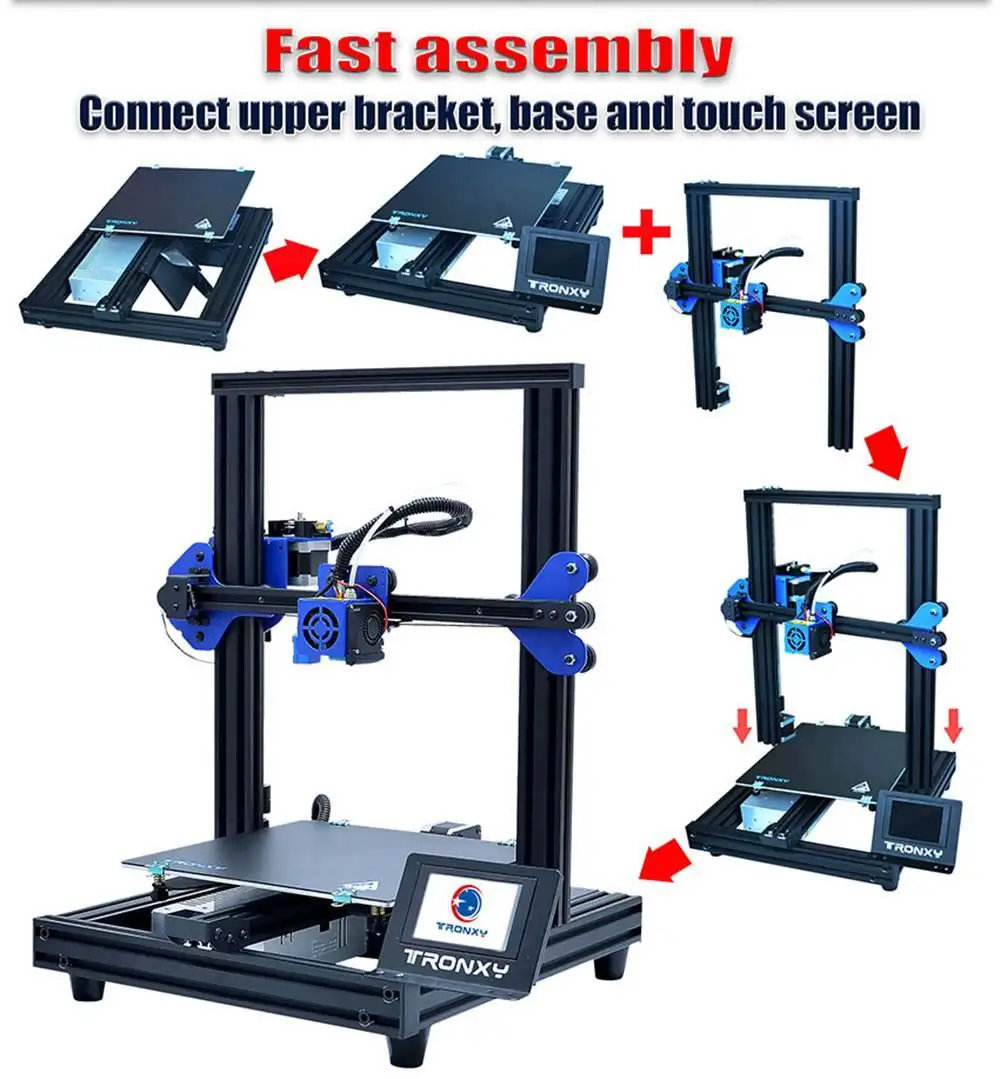 Bestellen TRONXY XY-2 Pro 3D Drucker Verbesserte Bauen Platte 255*255*260mm Auto Nivellierung Sensor Semi-Montiert Metall Rahmen Power