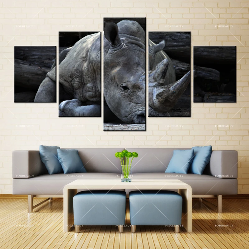 

Forbeauty Canvas Painting Wall Art Rhinoceros_horn_lying Spray Printing Waterproof Ink Home Decor Oil Paintings Abstract Single