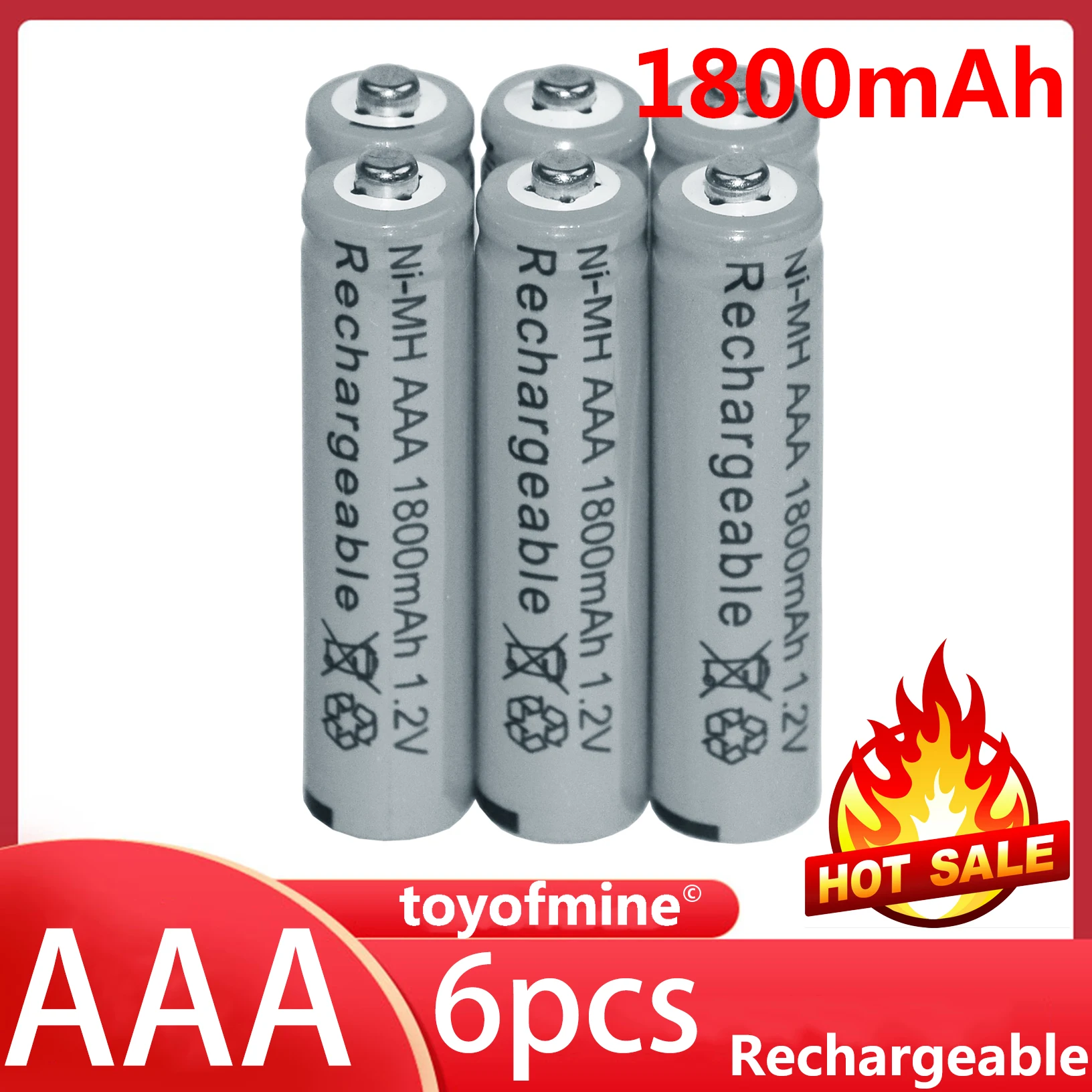 

6x AAA 1800mAh 3A Grey Cell 1.2V Ni-MH Rechargeable battery MP3 RC Toys