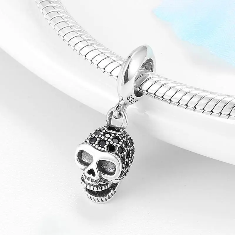 Real 925 Sterling Silver Fashion Charms Pirate skull for Jewelry making Pendants Fit Original Pandora DIY Bracelet | Украшения и