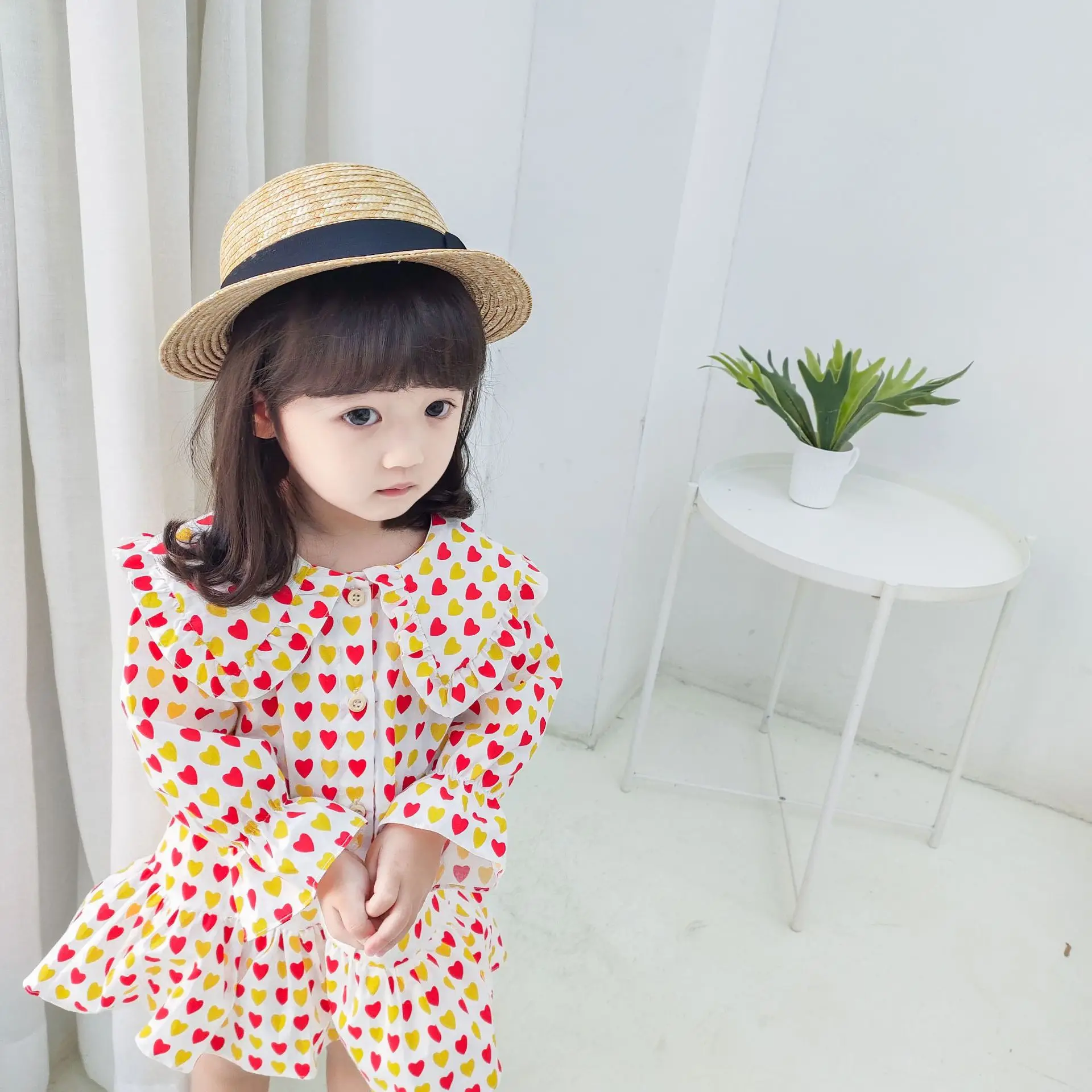 Весна-лето 2020 платье с принтом в виде сердца для девочек хлопковое принцессы