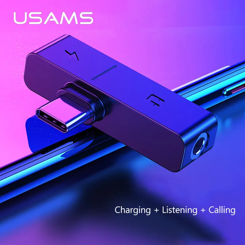 Адаптер USAMS с Type C на 3 5 мм переходник папа-Мама USB OTG адаптер для зарядки Xiaomi 6 Samsung