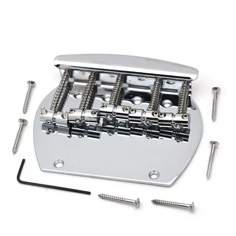 

A Set of Chrome Curved Baseplate Vintage 4 5 Strings Saddle Bridge For Bass Guitar Accessories Strings Through Bridge Or Body