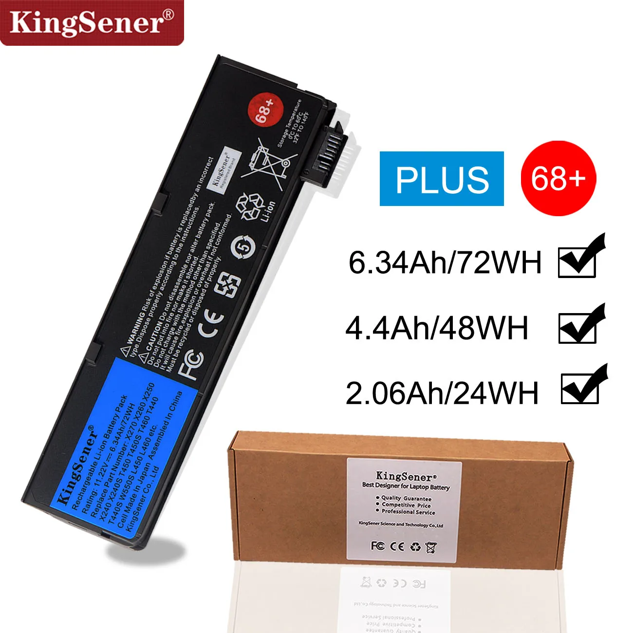 Аккумулятор KingSener для ноутбука Lenovo Thinkpad X270 X260 X240 X240S X250 T450 T470P T450S T440S K2450 W550S 45N1136 45N1738