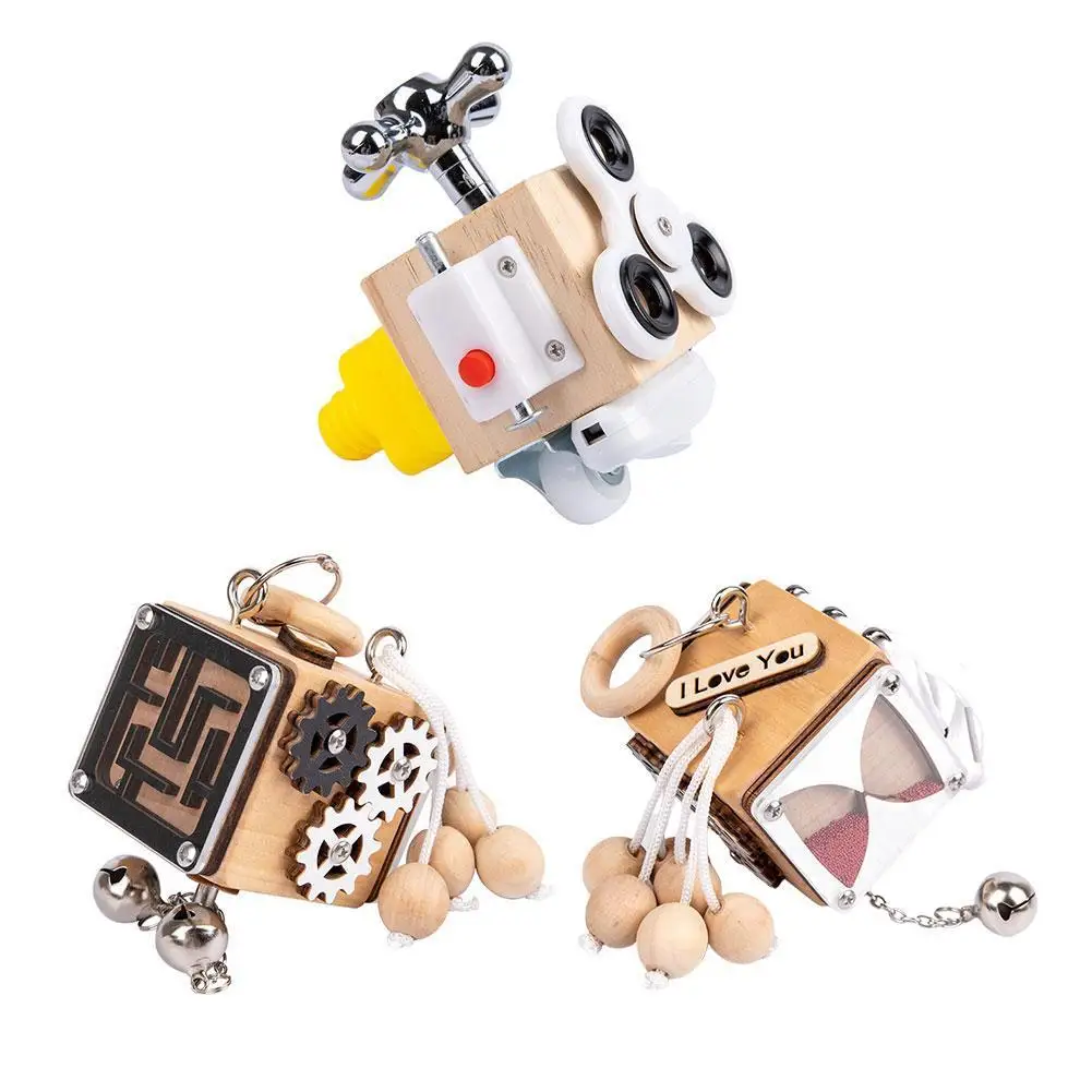 

Деревянный занятый Куб Детская тренировочная коробка с блокировкой для рук доска для раннего обучения фиджет малыш Монтессори обучающие и...