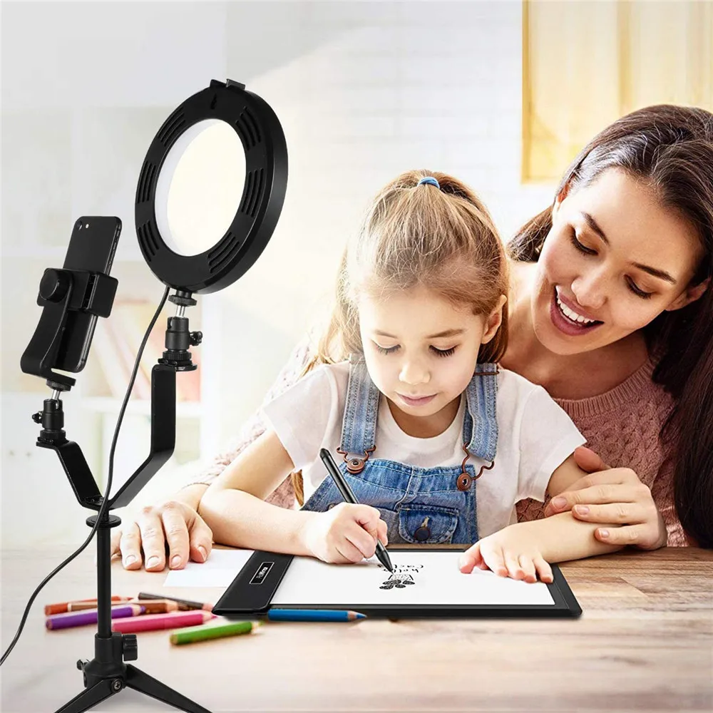 

6" LED Ring Light Photo Lamp Light Bluetooth Cell Phone Stand Tripod Stand Fill light for video shooting Portrait