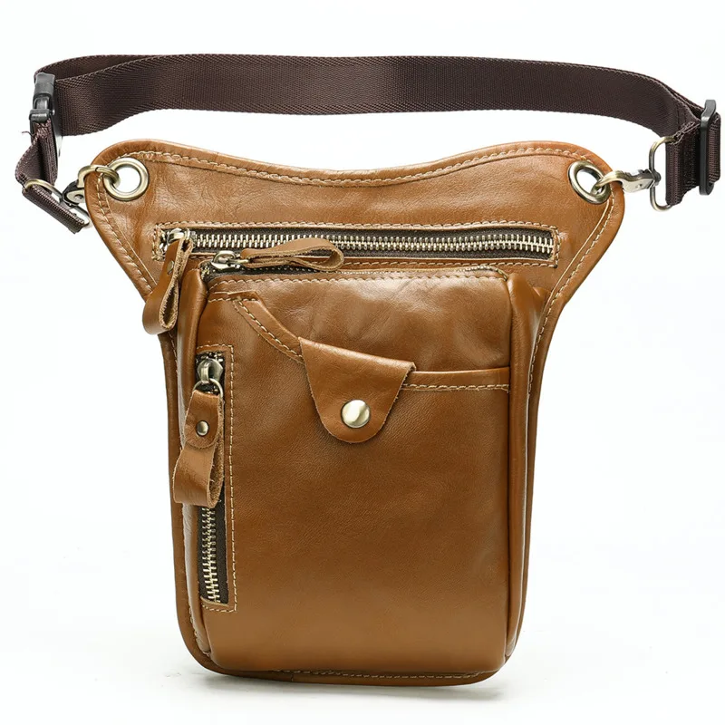 

Genuine Leather Men Shoulder Bag New Classic Design Fashion Crossbody Bags Vintage Casual Small Waist Pak Travel Cowhide Leg Bag