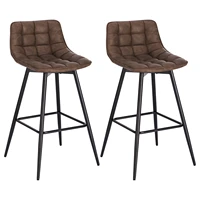 2pcsset designer bar stool high chair for bar bistro leathervelvet seat with footrest metal frame household bar chairs