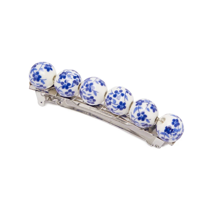 Застежка для волос ручной работы в винтажном стиле с жемчужным цветочным принтом