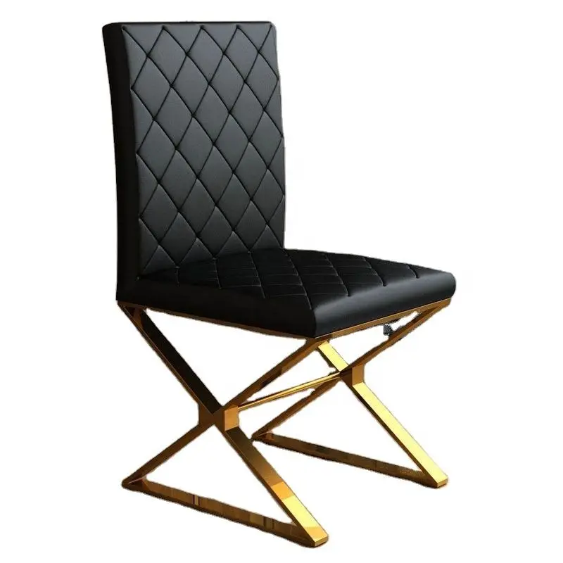 

Современный гостиничный обеденный стул, элегантные итальянские современные дизайнерские черные кожаные и золотые стулья для столовой