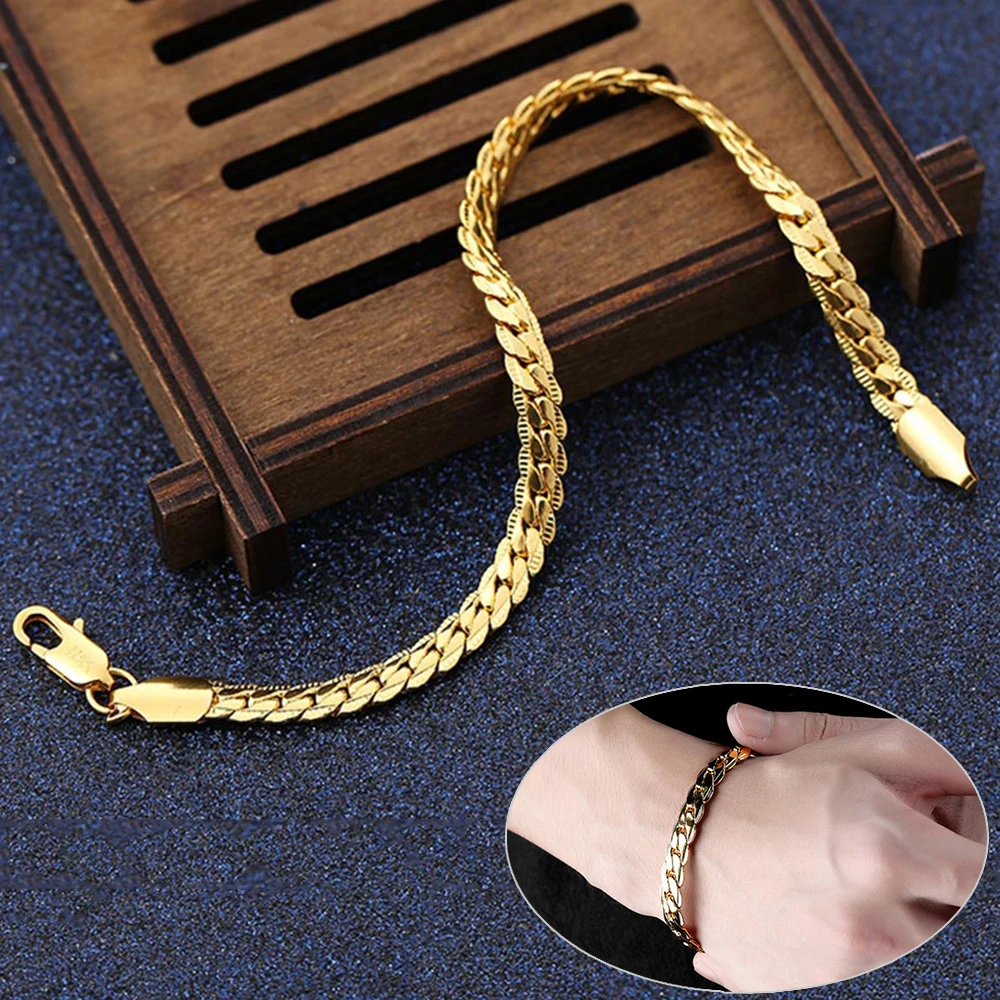 Мужской браслет в стиле панк змеиная плоская цепочка высокое качество кубинская