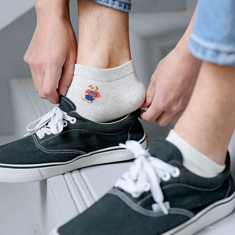 Дышащие эластичные Нескользящие забавные короткие Носки с рисунком медведя из