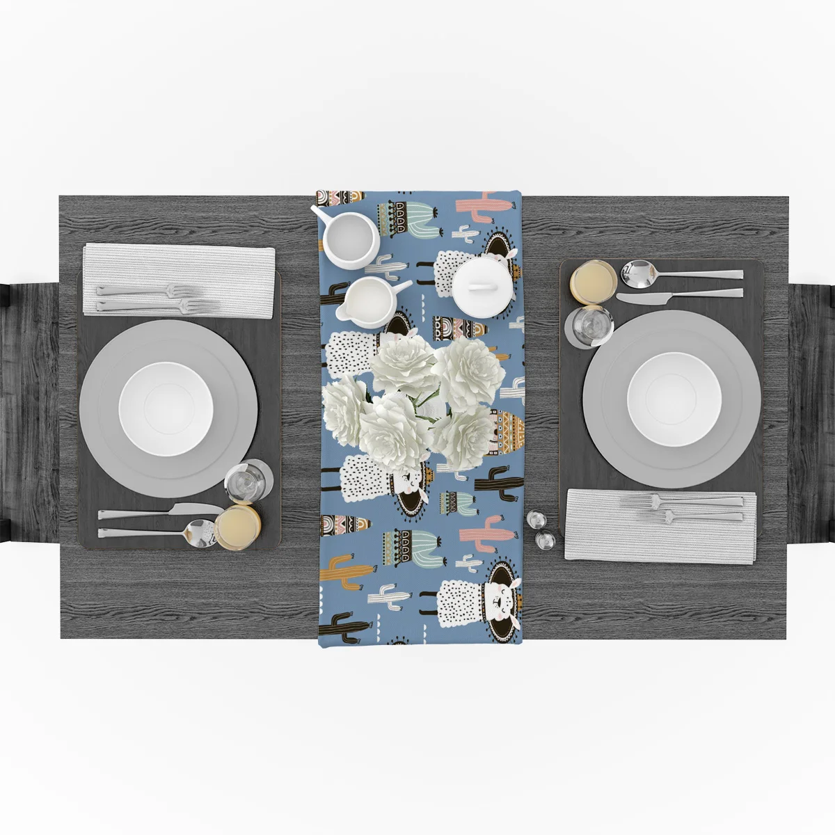 Современная настольная дорожка С КАКТУСОМ и альпакой в скандинавском стиле