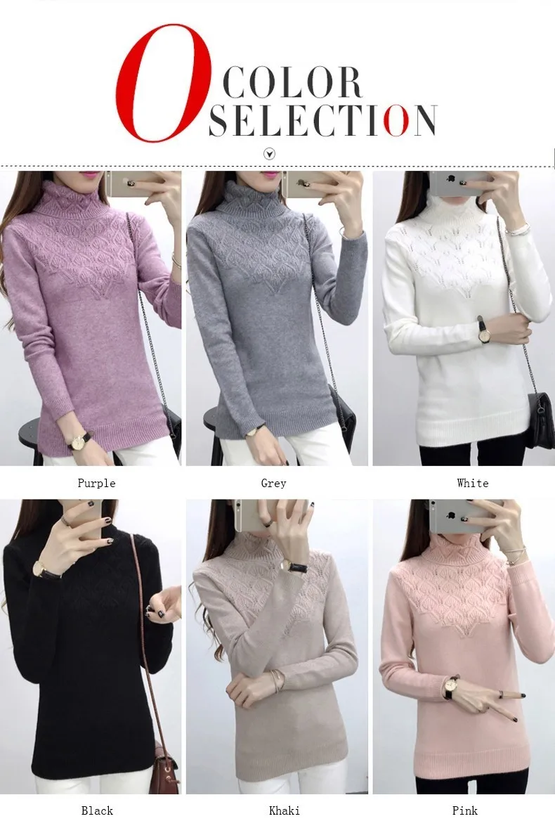 OHCLOTHING свитера и пуловеры для женщин осень зима однотонная трикотажная водолазка женская Повседневная Эластичная Свободная куртка Femme