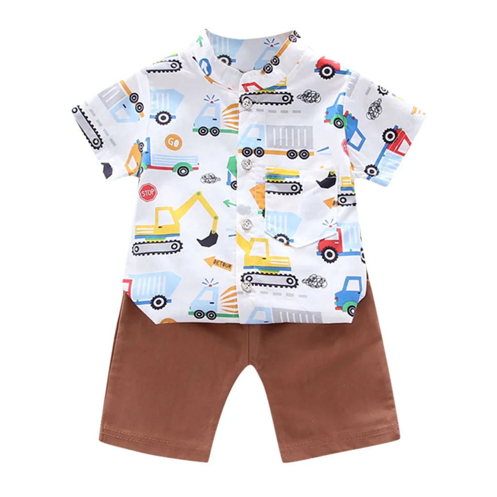 Новинка 2020 Модный летний комплект одежды для маленьких мальчиков и девочек топы