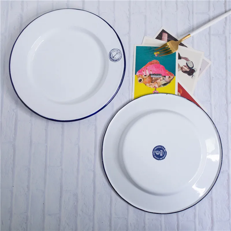 Enamel Sea Anchor Series Thickened Fruit Plate Baked Rice Turnip Dinner Dish | Дом и сад