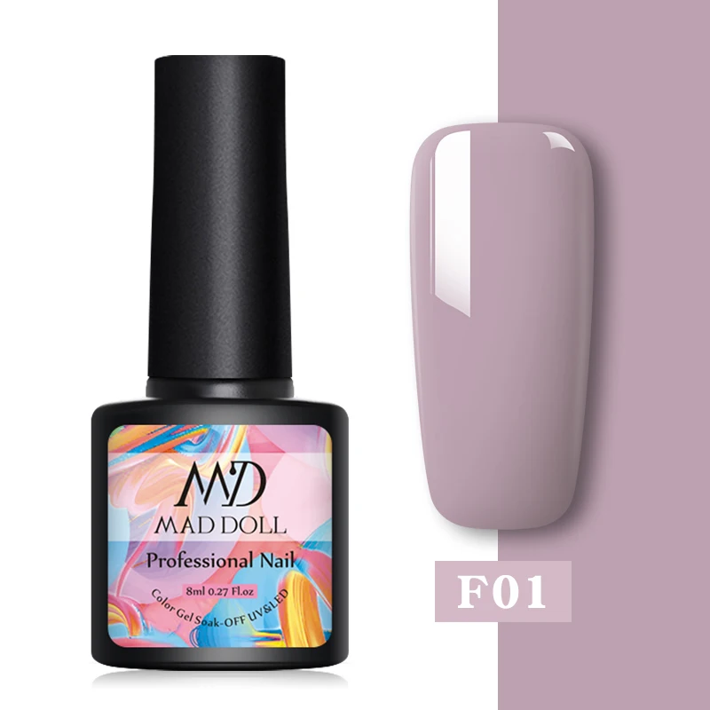 F01 MAD DOLL, 8 мл, Гель-лак для ногтей, красный, синий, фиолетовый, смешанные цвета, отмачивается от УФ-лака, долговечный гель для дизайна ногтей - Цвет: F01