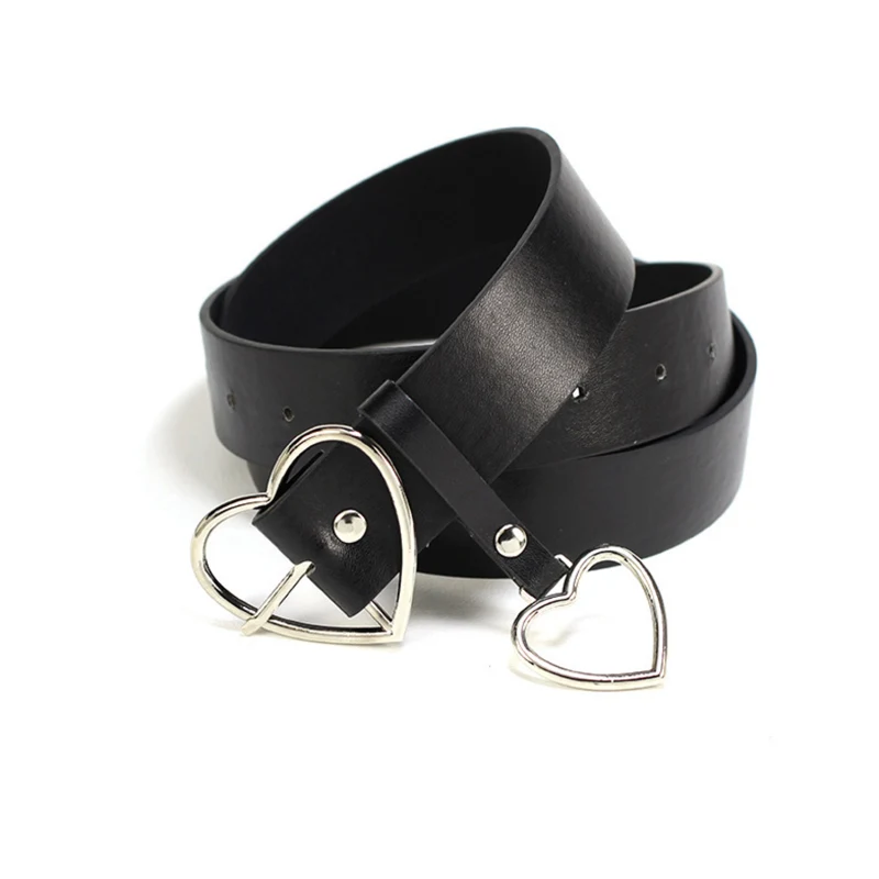 silver black belt Нарядный пояс для девочек, милые Серебристые Металлические модные черные кожаные ремни для женщин, джинсы, женские аксессуары в стиле харакзюку, платье cinture femme - Цвет: silver black belt