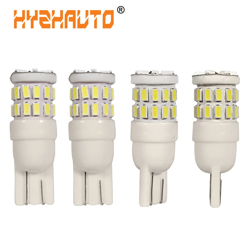 HYZHAUTO 4 шт. керамические светодиодные лампы T10 W5W 30 SMD 3014 светодиодсветильник для