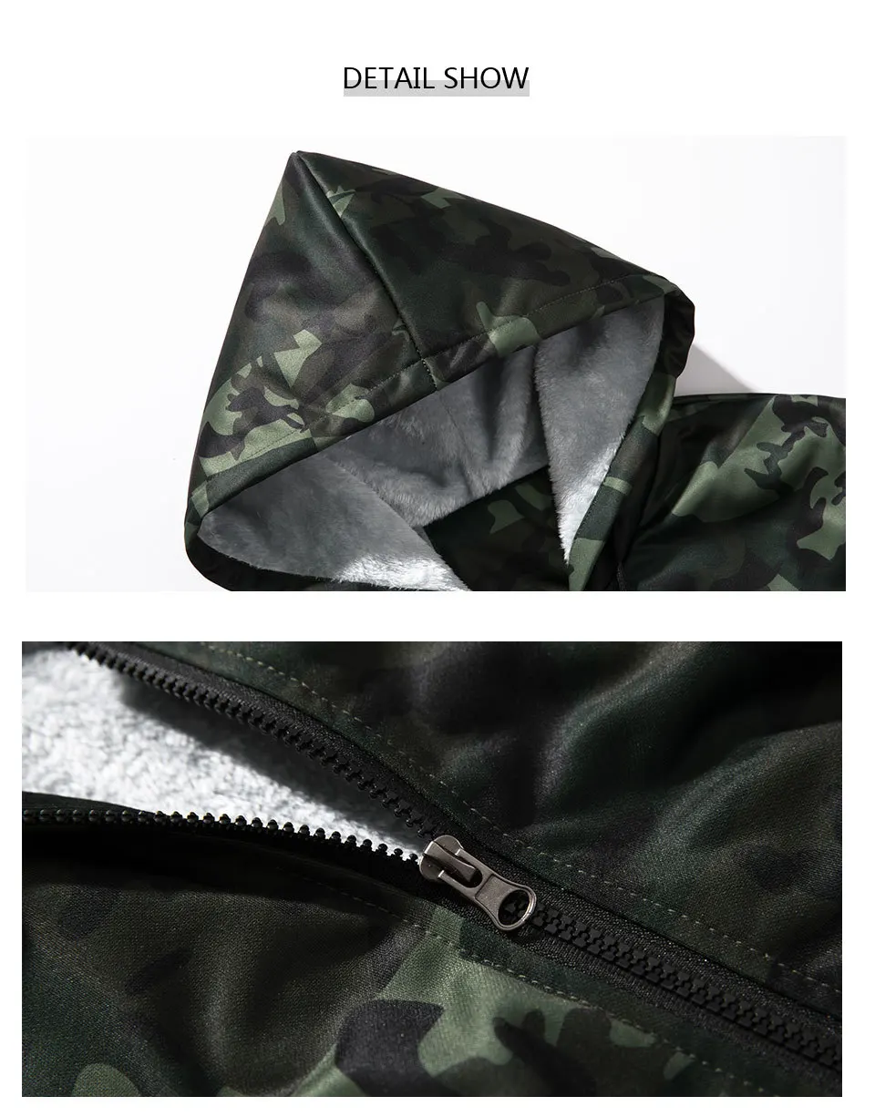 

Winter Camouflage Sweatshirt Men Hoodie Male Coat Thick Section Hoodies Casual Fashion Streetwear Men's Coat Tracksuit EU size