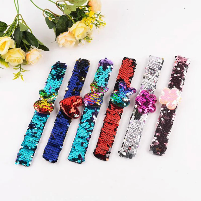 Волшебные Блестки Русалка Браслеты двух Цвет блесток Реверсивный блеск браслет