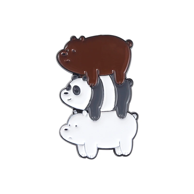 YQ644 эмалированная булавка с милой пандой медведем Мультяшные животные брошь для