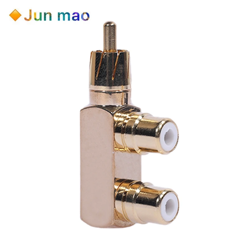 

Медь Позолоченные RCA папа на 2 RCA мама прямоугольный аудио разъем сплиттер адаптер конвертер разъем 45*22*12 мм