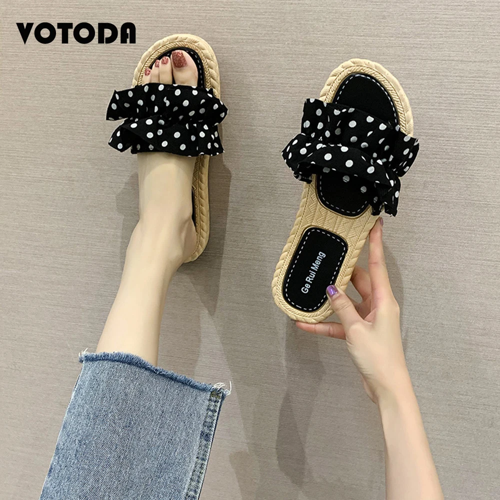 

Шлепанцы женские льняные с бантом, сланцы, пляжные сандалии, плоская подошва, модная повседневная нескользящая обувь для улицы, для спальни