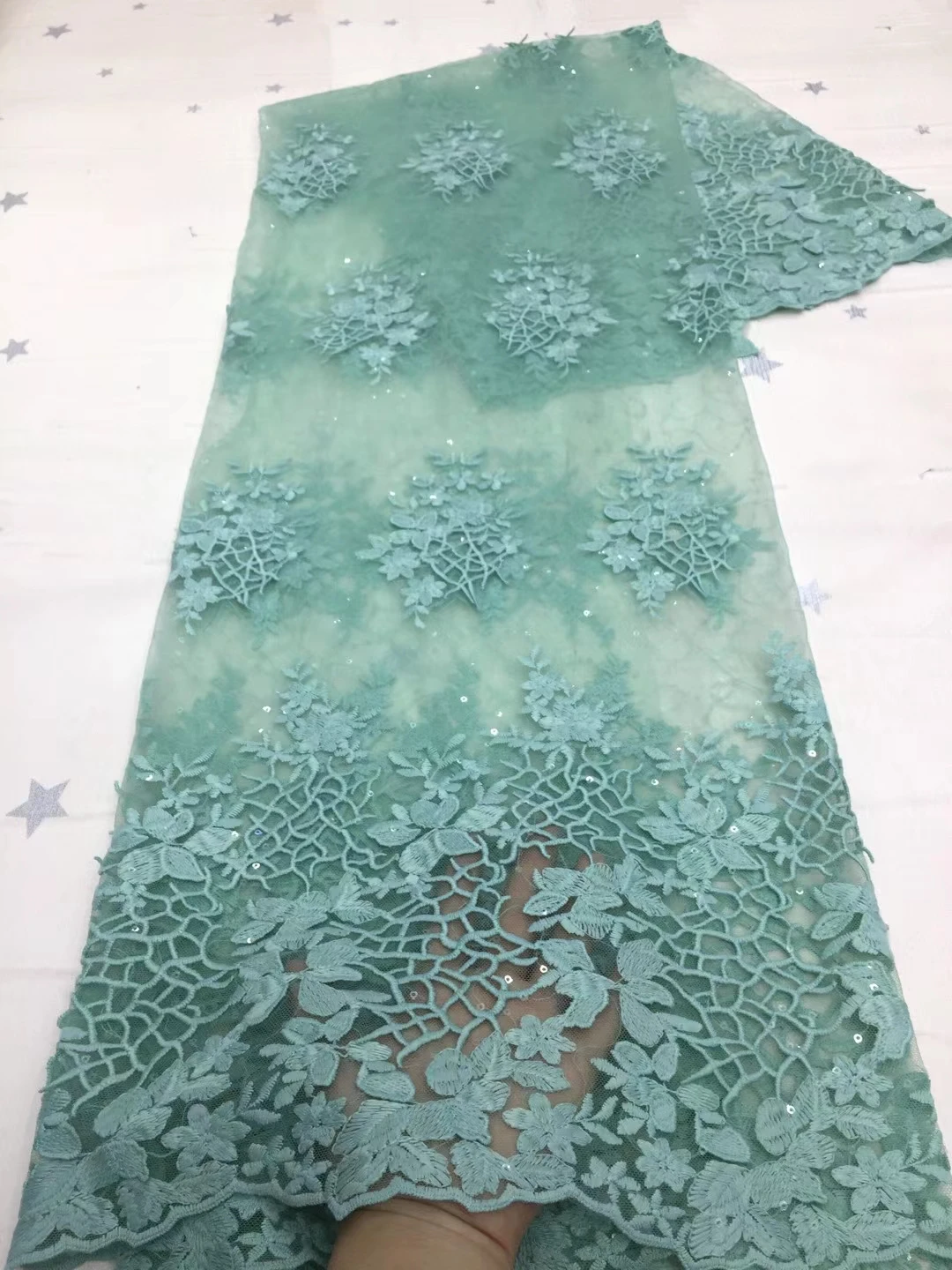 

Африканская Тюлевая кружевная ткань с блестками, белая 2020 зеленая новейшая ткань, Высококачественная сетчатая кружевная ткань для платья, ...