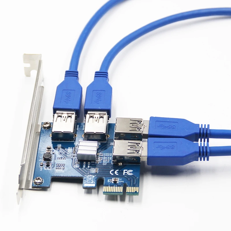 PCI E адаптер 1 к 4 X1 X16 карта расширения USB 3 0 концентратор для майнинга биткоинов