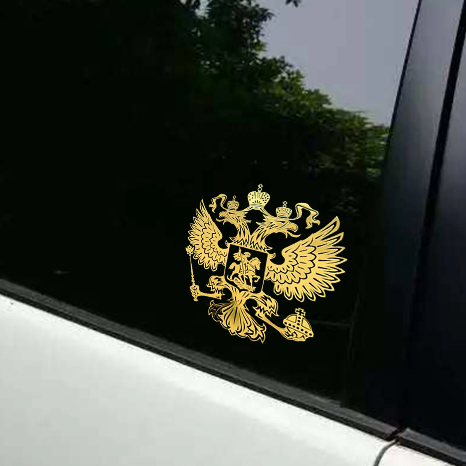 

1 PC Coat of Arms of Russia Nickel Metal Car Stickers Decals Russian Federation Eagle Emblem Car Sticker Gold / Sliver