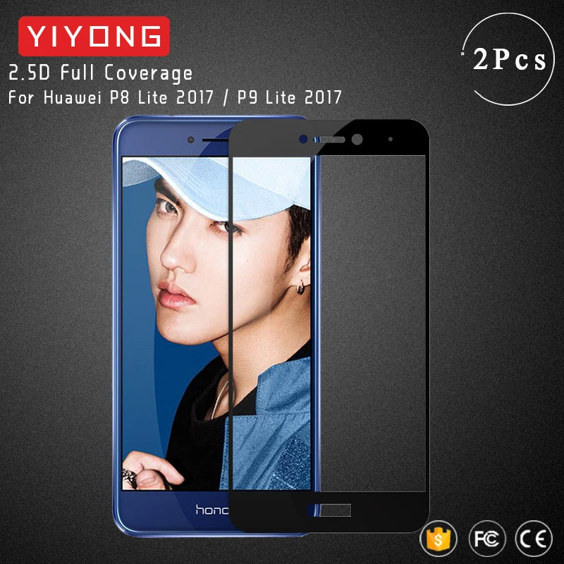 YIYONG Полное покрытие экрана стекло для Huawei P8 Lite 2017 закаленное Honor 8 защита на P9 |