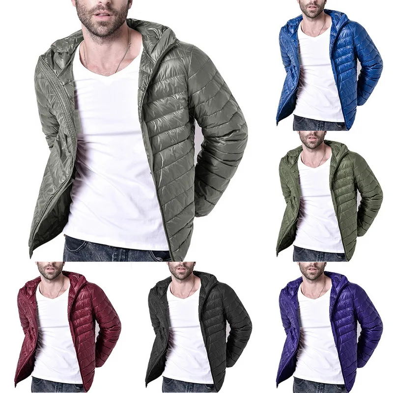 Мужское зимнее пальто Повседневная однотонная хлопковая стеганая тонкая куртка