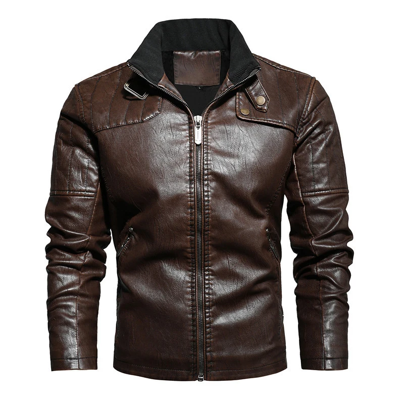 

PEVSN Winter Men's Jackets Mens Vintage Leather Jackets Casual Mens Slim Fit Motorcycle Jackets Biker Leather Jackets Clothing