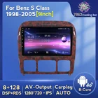 NaviFly 8G 128G 1280*720 Carplay Android автомобильный Радио плеер Мультимедиа GPS для Mercedes Benz S-Class W220 VV220 1998 - 2005