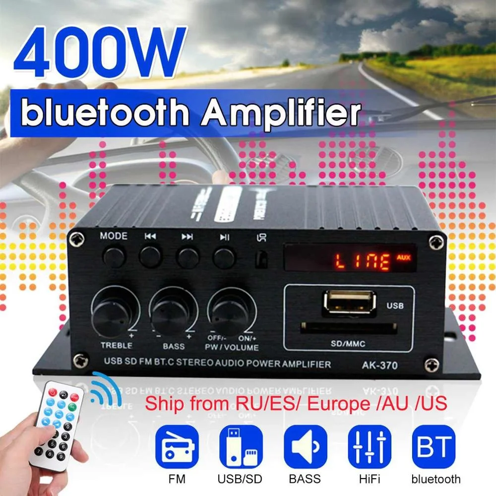 400 Вт 2*200 стерео Hifi автомобильный домашний сабвуфер звуковой усилитель Amp динамик