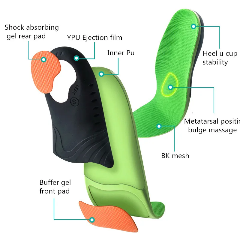 Sweat Absorbing Breathable Sports Sole Insole Arch Pad X / O Leg Scientific Correction Flat Foot Arch Support Pad