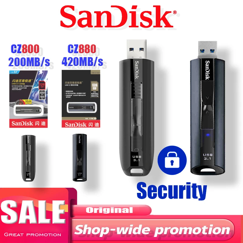 SanDisk EXTREME PRO USB 3 1 твердотельный накопитель 64 гб 128 256 гб|USB флэш-накопители| |